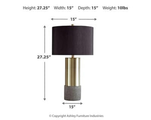 Contemporary Metal Table Lamp with Drum Shade, 3-Way Switch, Gold & Gray Finish