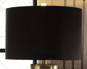 Contemporary Metal Table Lamp with Drum Shade, 3-Way Switch, Gold & Gray Finish