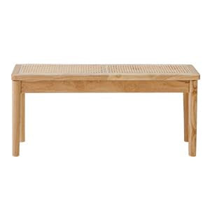 40" Wooden Dining Bench with Woven Rattan Seat