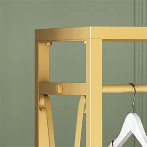 Gold Freestanding Clothing Rack with Shelves