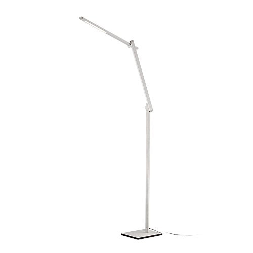 Adjustable Swing Arm LED Floor Lamp with Touch Dimming – Aluminum