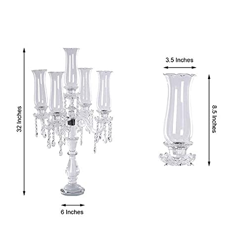 32-Inch Clear Crystal Glass Candelabra Taper Candle Holder