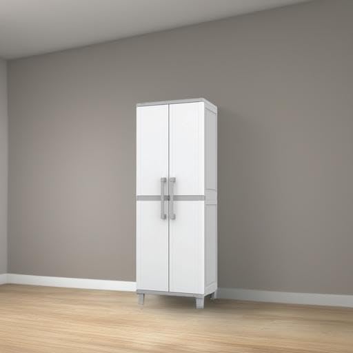 5-Shelf Resin Storage Cabinet with Lockable Doors