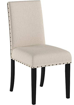 Fabric Dining Chairs with Nailhead Trim — Set of 2