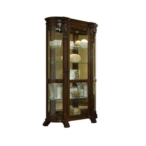Curved End Curio Cabinet with Lighted Interior