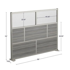 Modern Office Partition Panel – Laminate & Polycarbonate Room Divider 76"H x 96"W