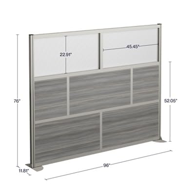 Modern Office Partition Panel – Laminate & Polycarbonate Room Divider 76"H x 96"W