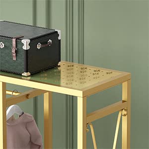 Gold Freestanding Clothing Rack with Shelves