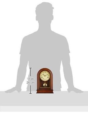Hardwick Mantel Clock – Walnut Finish Hardwood Case with Brass Pendulum & Roman Numerals
