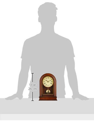 Hardwick Mantel Clock – Walnut Finish Hardwood Case with Brass Pendulum & Roman Numerals