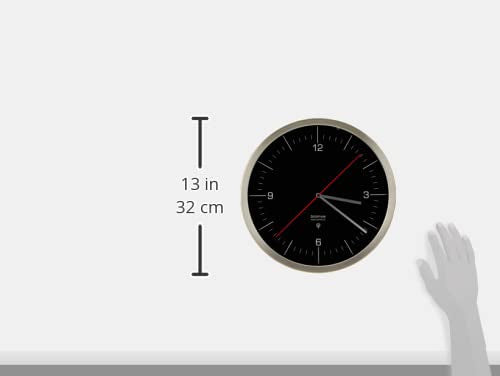 Round Black Analog Radio-Controlled Wall Clock
