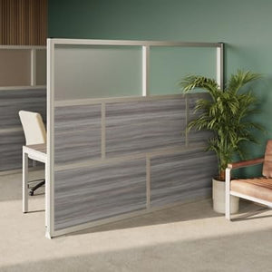 Modern Office Partition Panel – Laminate & Polycarbonate Room Divider 76"H x 96"W