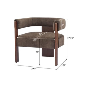 Barrel Accent Chair – Velvet Upholstered Lounge Chair with Rubberwood Frame