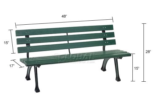 4ft Outdoor Park Bench with Backrest – Green