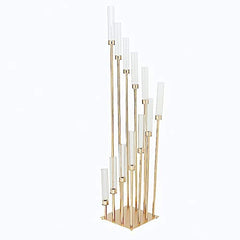 57-Inch Tall Gold Candelabra Candle Holder with Glass Shades