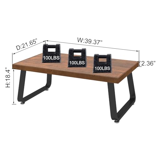 Rustic Wood Coffee Table with Metal Frame