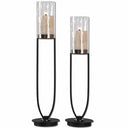 Tall Iron Candle Holders Set of 2 – Matte Black & Coffee Bronze