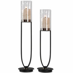Tall Iron Candle Holders Set of 2 – Matte Black & Coffee Bronze