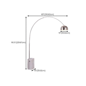 Modern Arc Floor Lamp with Marble Base & Stainless Steel – Adjustable Height Standing Light
