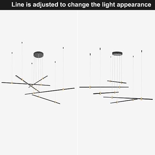 Dimmable LED Chandelier 5-Light Linear Sputnik Pendant