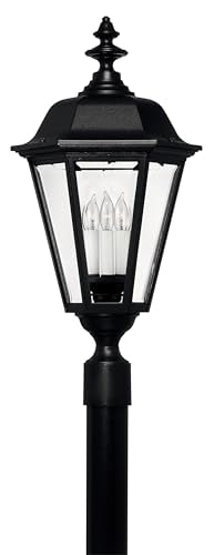 Outdoor Post Top Lantern – Black Aluminum, Clear Beveled Glass