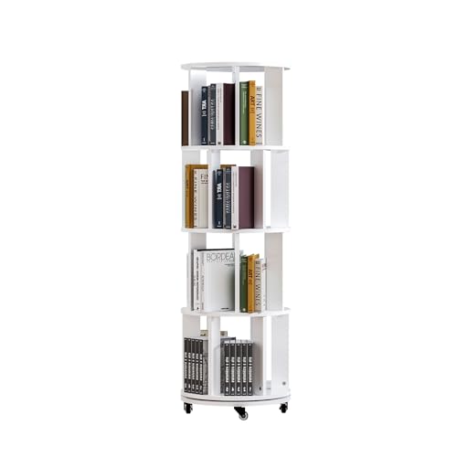 Rotating Bookshelf Tower with Wheels