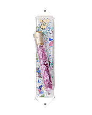 Fused Glass Mezuzah Case with Wedding Glass Tube