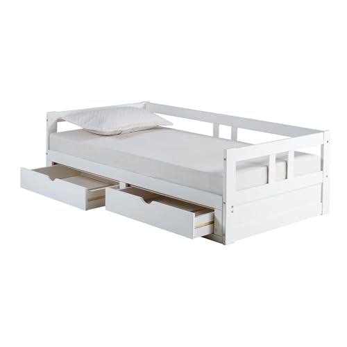 Twin to King Convertible Daybed with Trundle & Storage Drawers – Solid Pine Wood