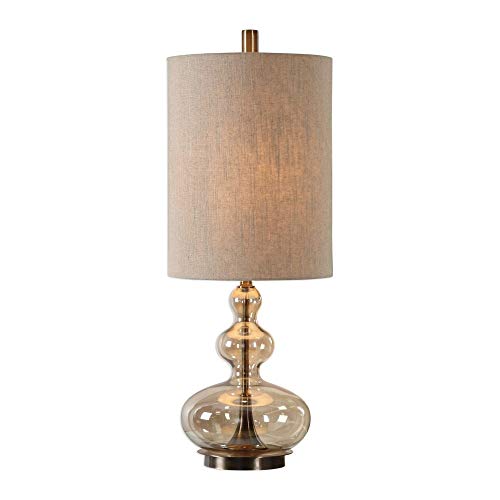 Amber Table Lamp with Antique Brass Finish