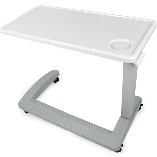Pneumatic Adjustable Overbed Table with Wheels