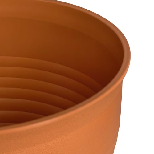 Large Round Plastic Planters with Drainage and Saucers – Set of 2