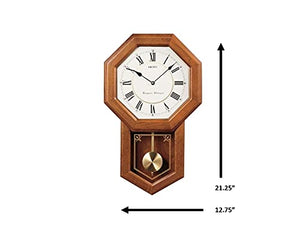 Traditional Schoolhouse Wall Clock with Chime and Pendulum