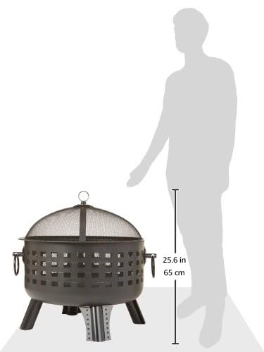 Round Steel Lattice Fire Pit with Spark Screen