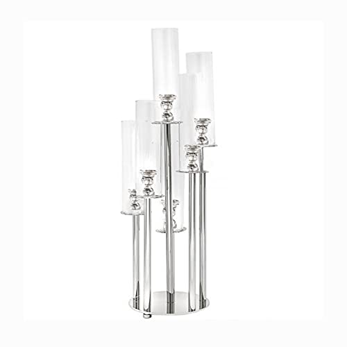 33-Inch Clear 7-Arm Glass Candelabra Candle Holder