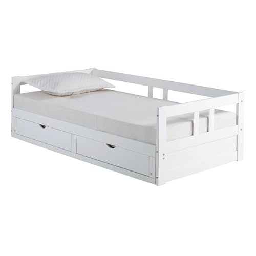 Twin to King Convertible Daybed with Trundle & Storage Drawers – Solid Pine Wood