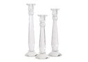 Crystal Candlestick Holders Set of 3 — Clear Tapered Candle Holders S, M & L
