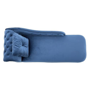 Mid-Century Velvet Chaise Lounge with Scrolled Backrest