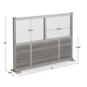 7-Panel Office Partition with Translucent Polycarbonate Inserts