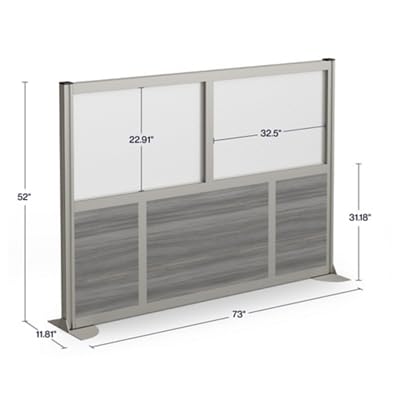 7-Panel Office Partition with Translucent Polycarbonate Inserts