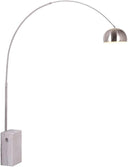 Modern Arc Floor Lamp with Marble Base & Stainless Steel – Adjustable Height Standing Light