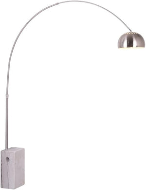Modern Arc Floor Lamp with Marble Base & Stainless Steel – Adjustable Height Standing Light