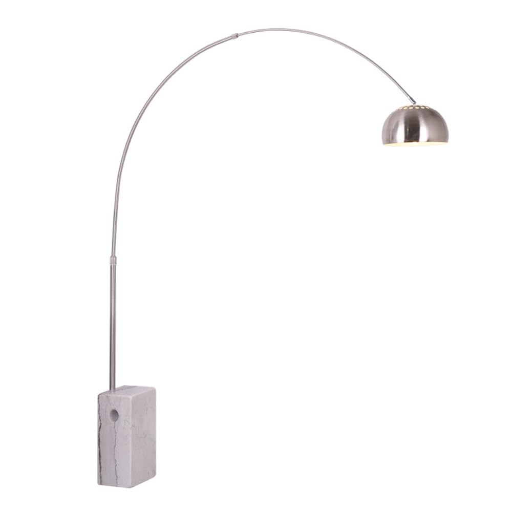 Modern Arc Floor Lamp with Marble Base & Stainless Steel – Adjustable Height Standing Light