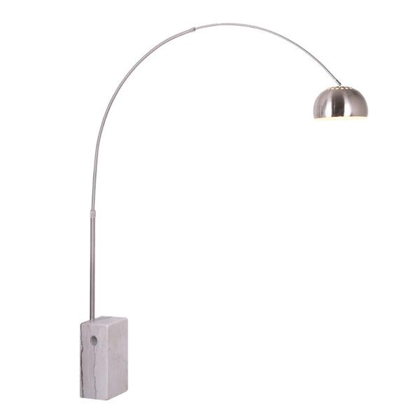 Modern Arc Floor Lamp with Marble Base & Stainless Steel – Adjustable Height Standing Light