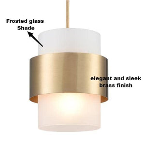Frosted Glass Pendant Light – Gold Metal Ceiling Hanging Fixture