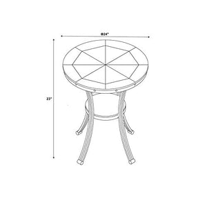 Round Wood & Metal End Table with Shelf