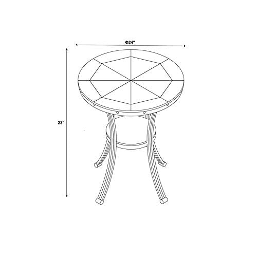 Round Wood & Metal End Table with Shelf