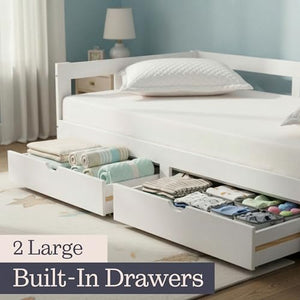 Twin to King Convertible Daybed with Trundle & Storage Drawers – Solid Pine Wood