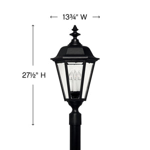 Outdoor Post Top Lantern – Black Aluminum, Clear Beveled Glass
