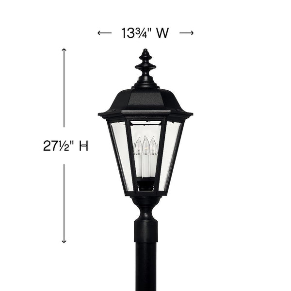 Outdoor Post Top Lantern – Black Aluminum, Clear Beveled Glass