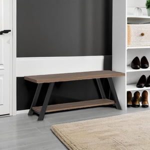 Entryway Storage Bench – Wood & Metal Shoe Bench
